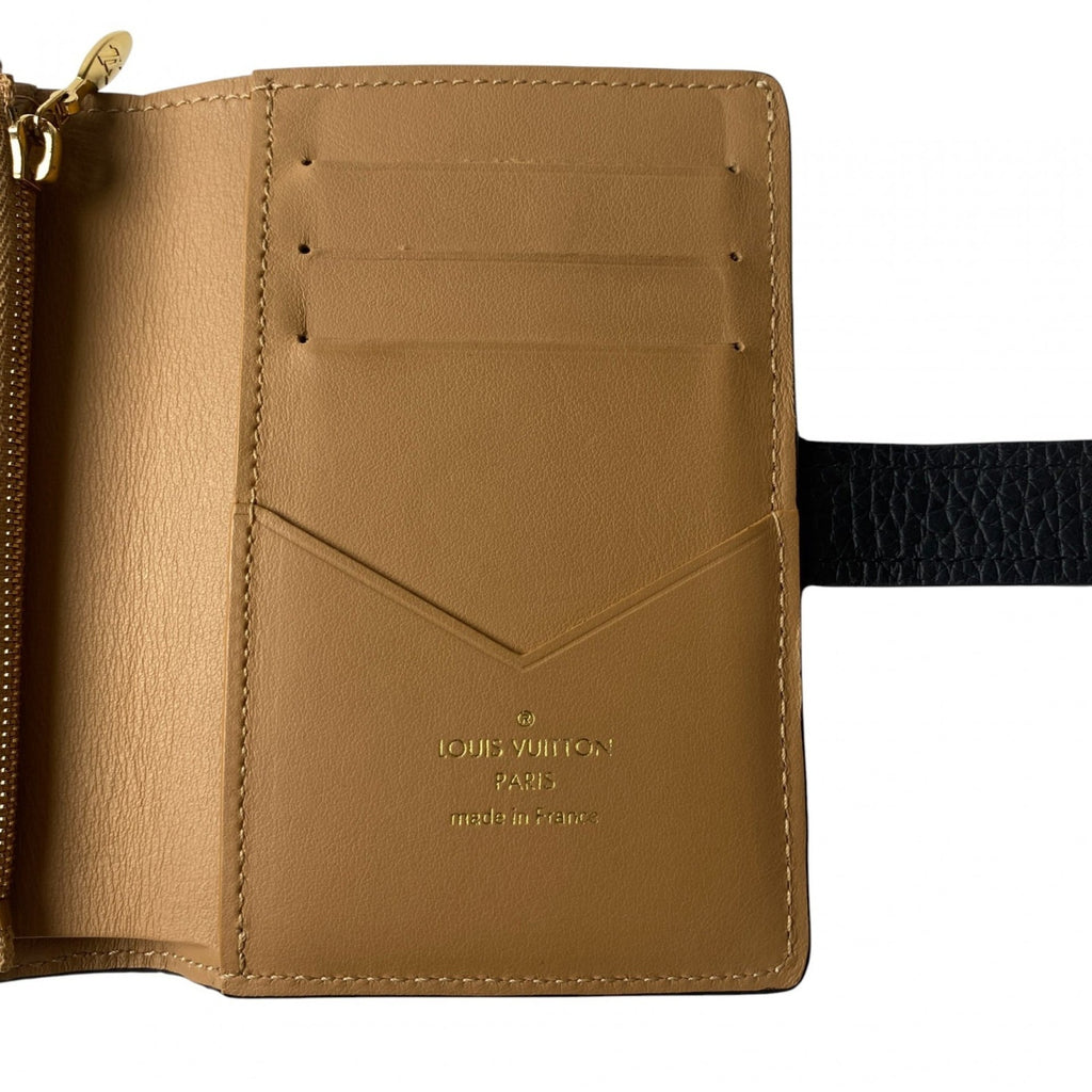 Louis Vuitton Beige Black Leather Wallet