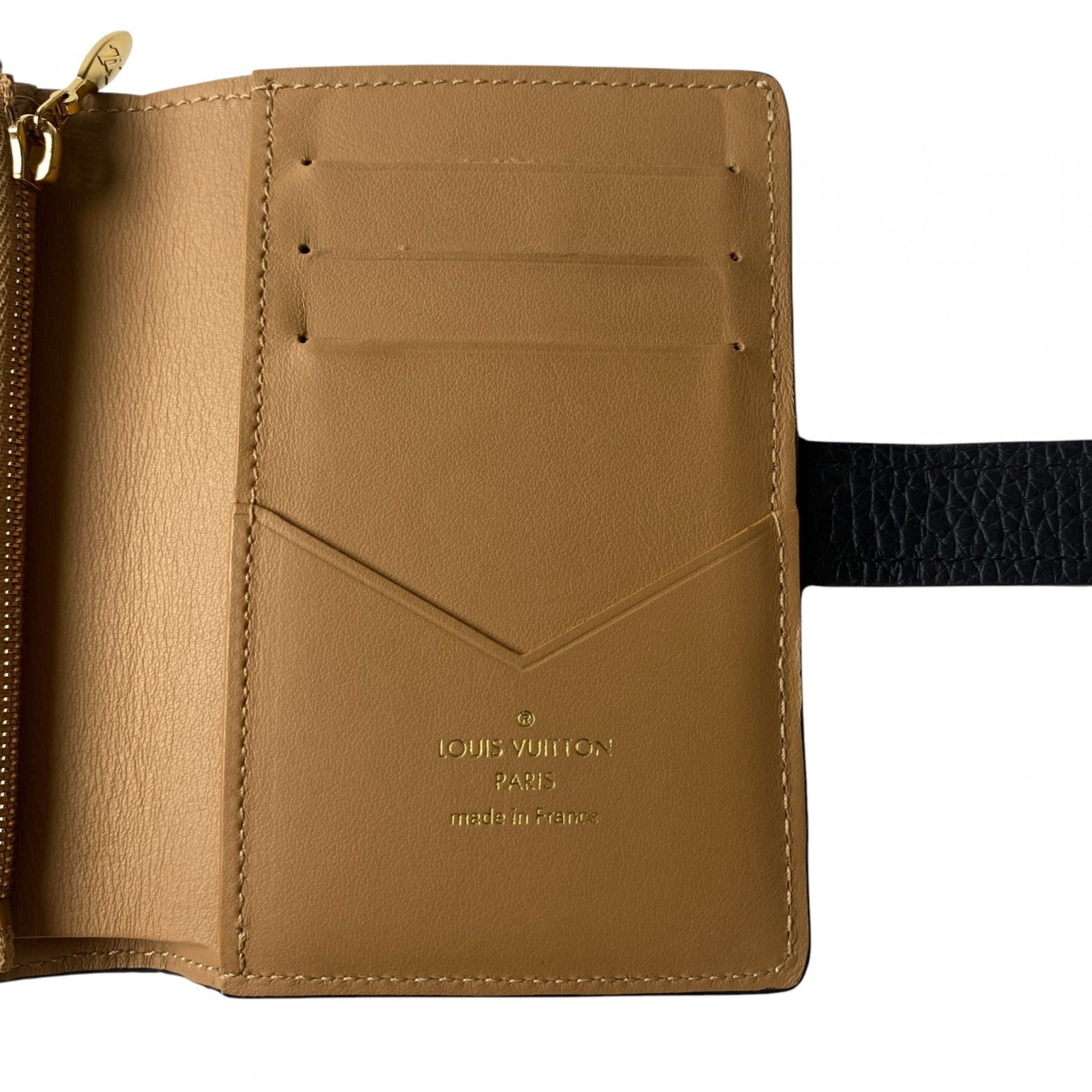 Louis Vuitton Beige Black Leather Wallet