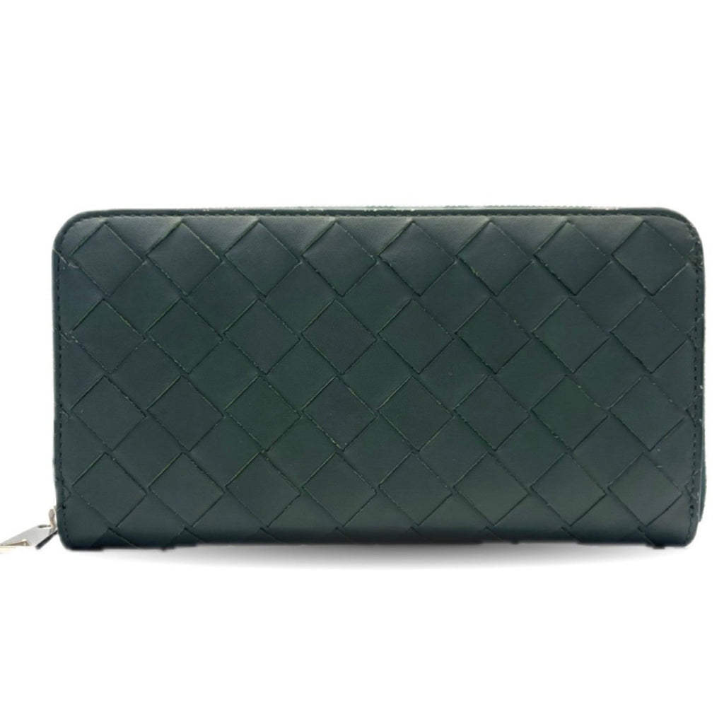 Bottega Veneta Green Leather Long Wallet (Bi-Fold)