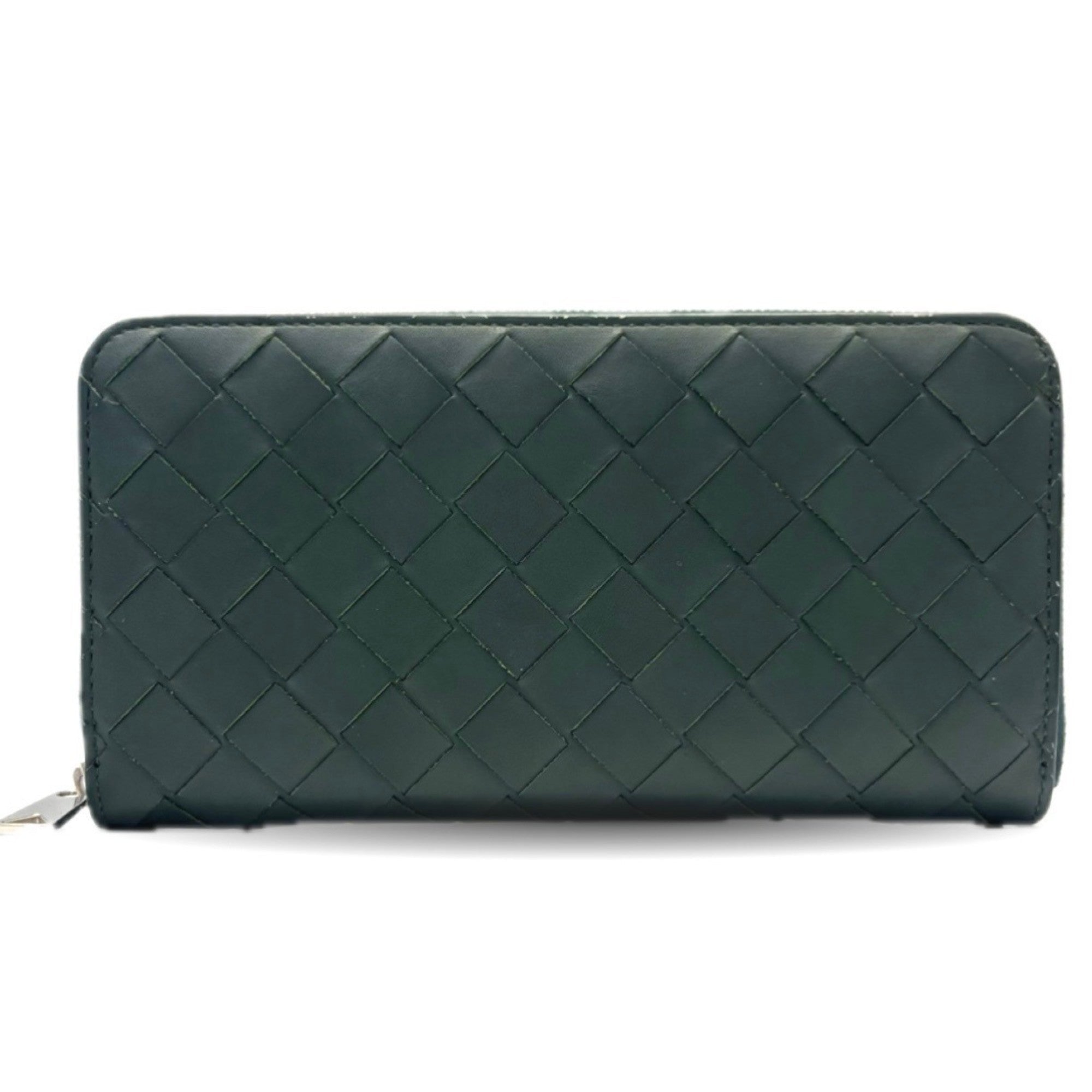 Bottega Veneta Green Leather Long Wallet (Bi-Fold)