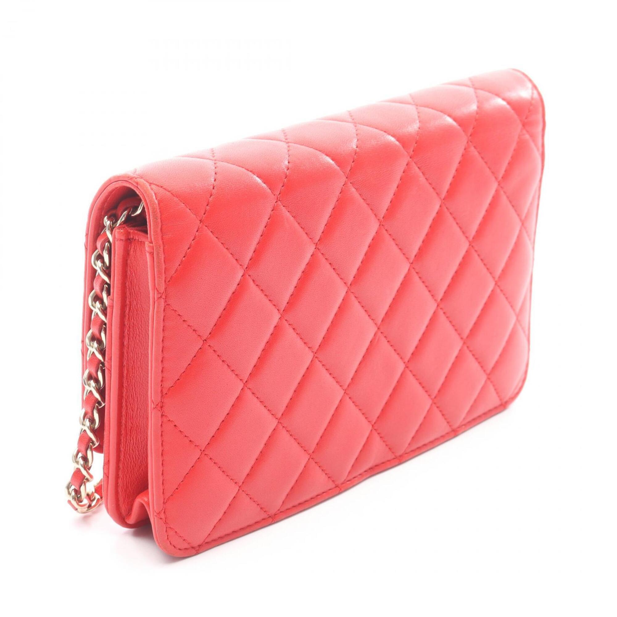 Chanel Red Color Leather Handbag Shoulder Bag
