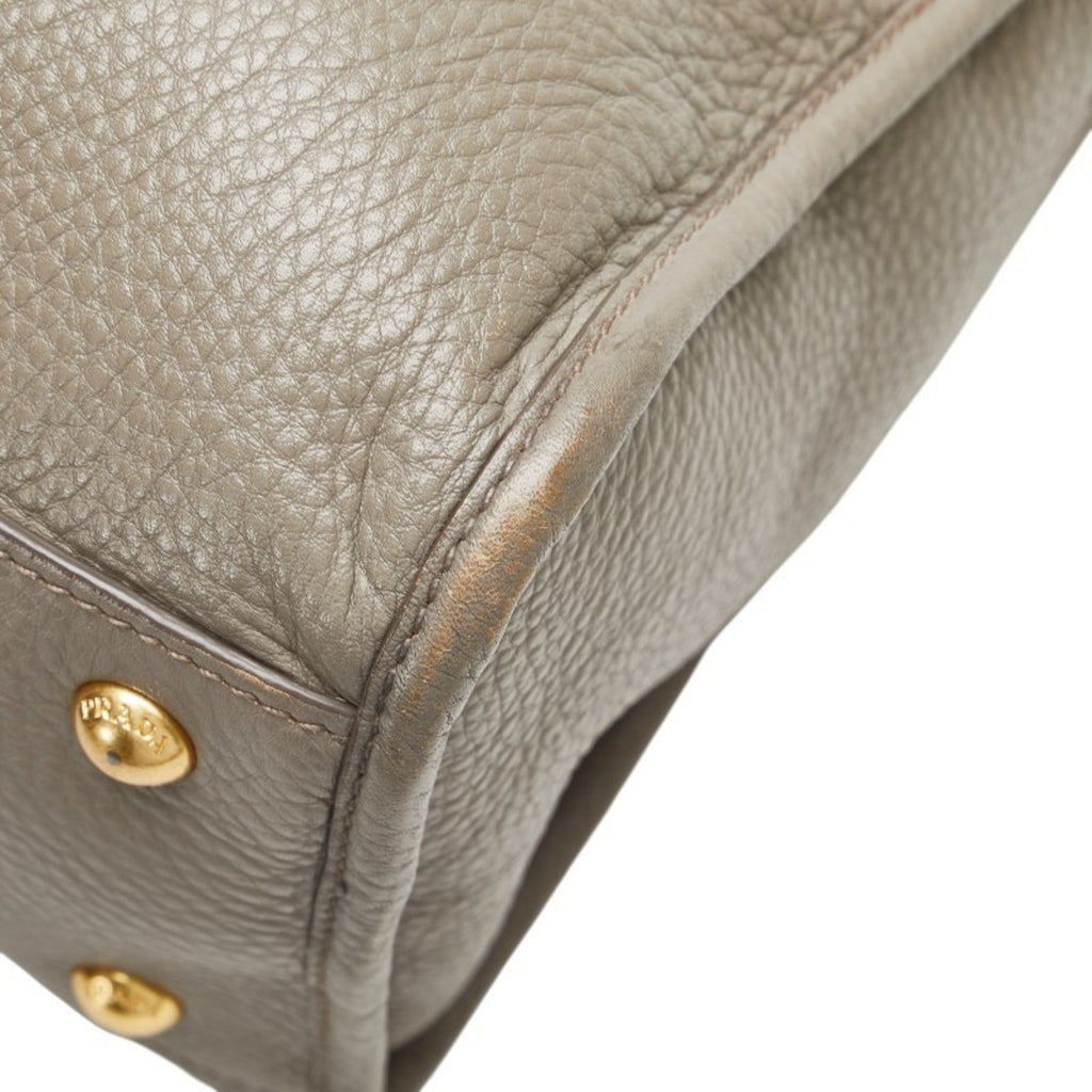 Prada Gray Leather Handbag Shoulder Bag