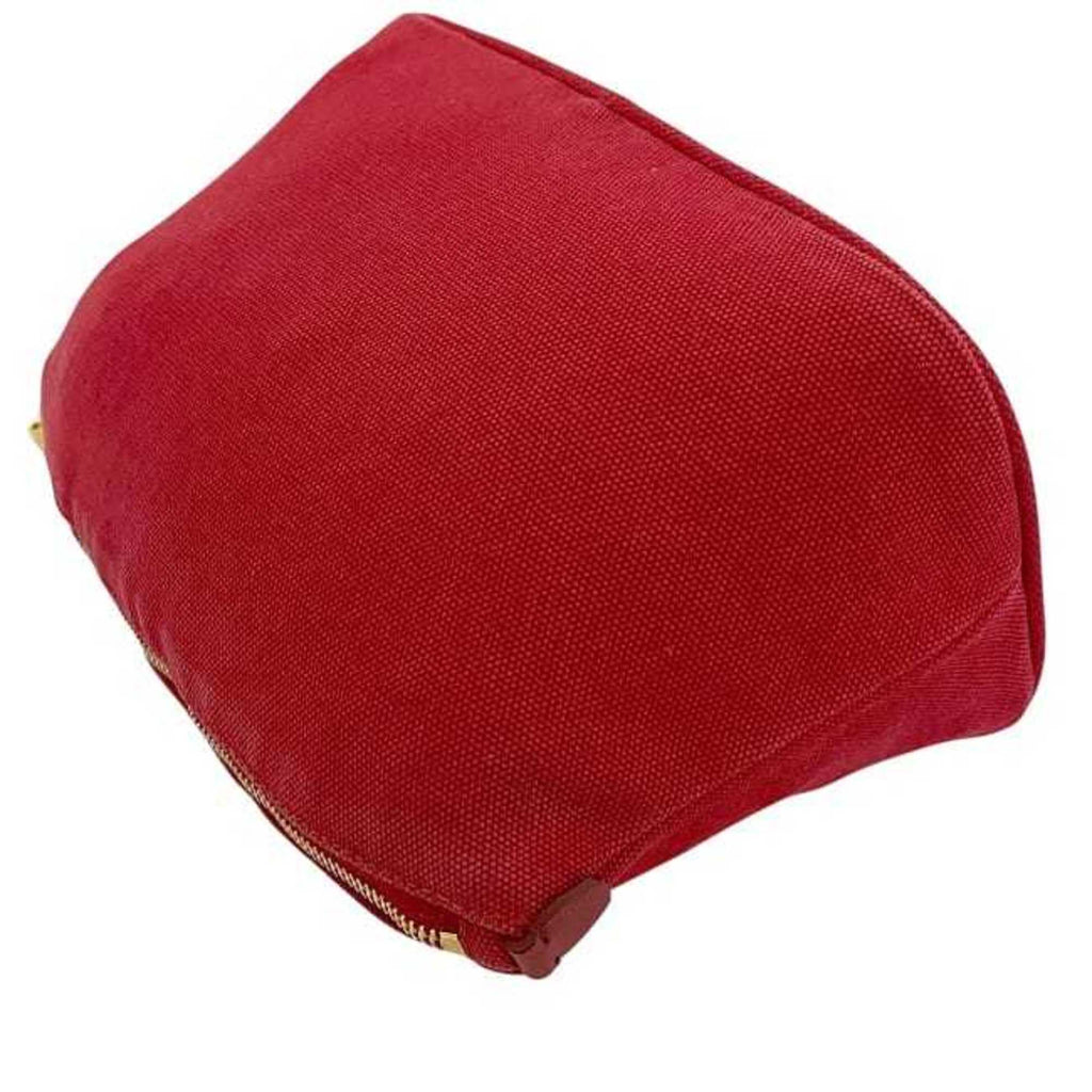 Prada Red Color Canvas Leather Pouch