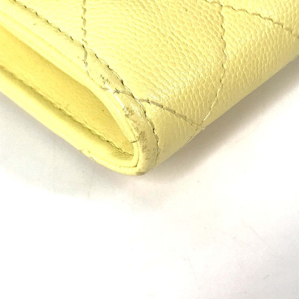 Chanel Yellow Leather Long Wallet (Bi-Fold)
