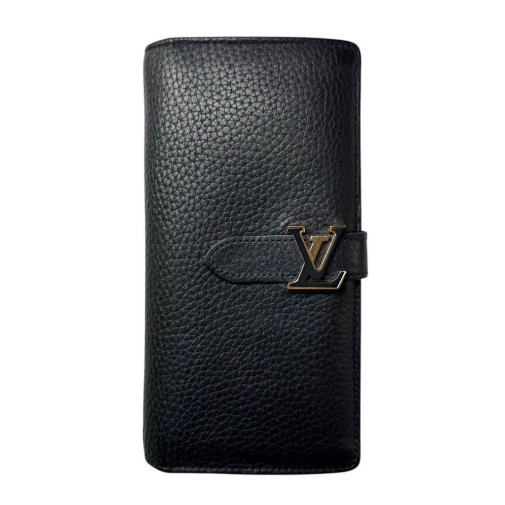 Louis Vuitton Black Noir Leather Long Wallet (Tri-Fold)