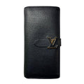 Louis Vuitton Black Noir Leather Long Wallet (Tri-Fold)