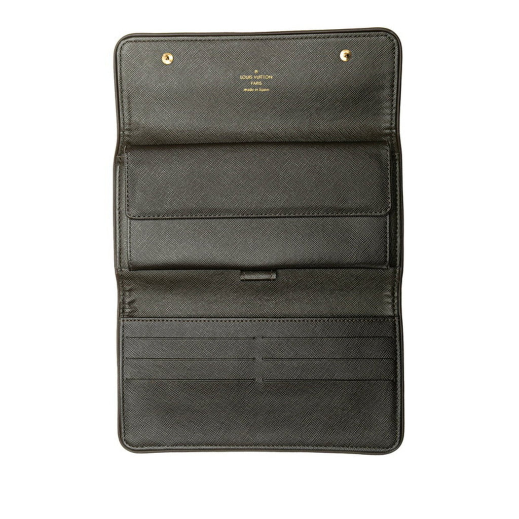 Louis Vuitton Brown Green Canvas Leather Long Wallet