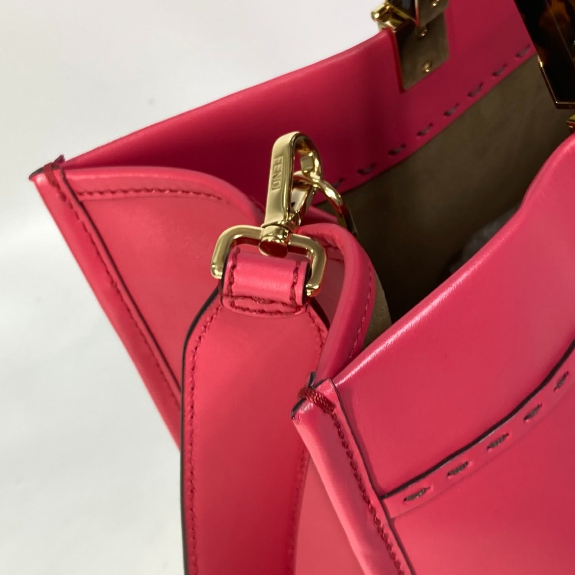 Fendi Pink Leather Tote Bag