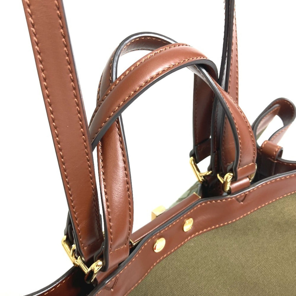 Fendi Green Cotton Shoulder Bag Tote Bag