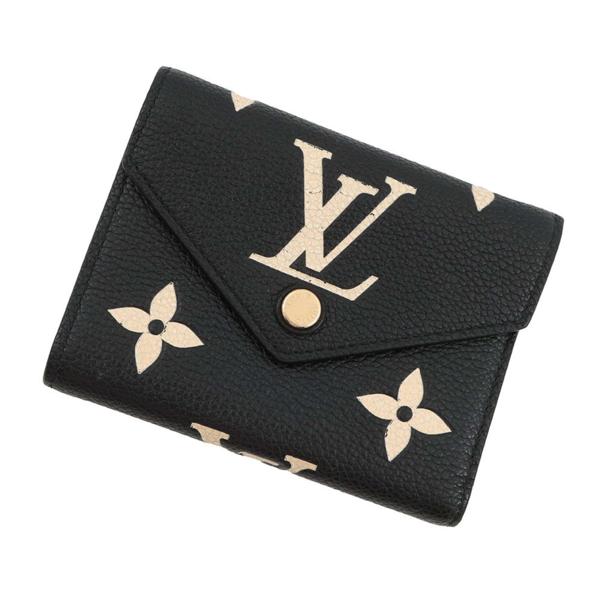 Louis Vuitton Beige Bicolor Black Monogram Monogram Empreinte Wallet (Tri-Fold)