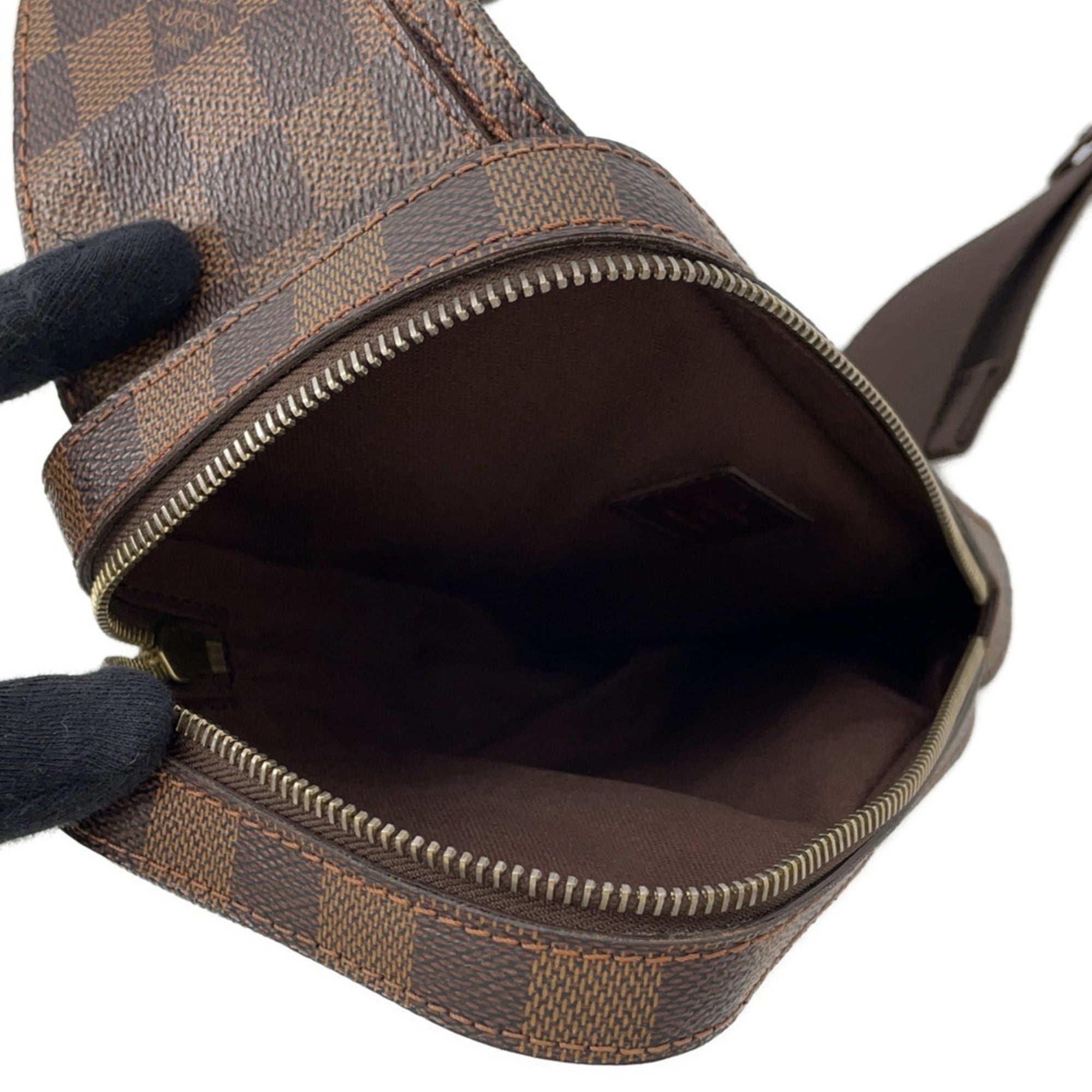 Louis Vuitton Damier Brown Damier Canvas Ebene Red Color Shoulder Bag Sling Bag