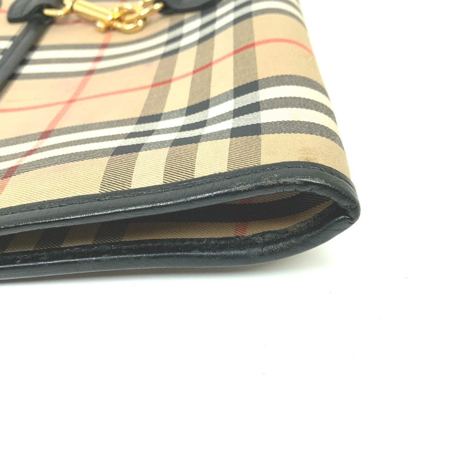Burberry Beige Canvas Leather Clutch Bag