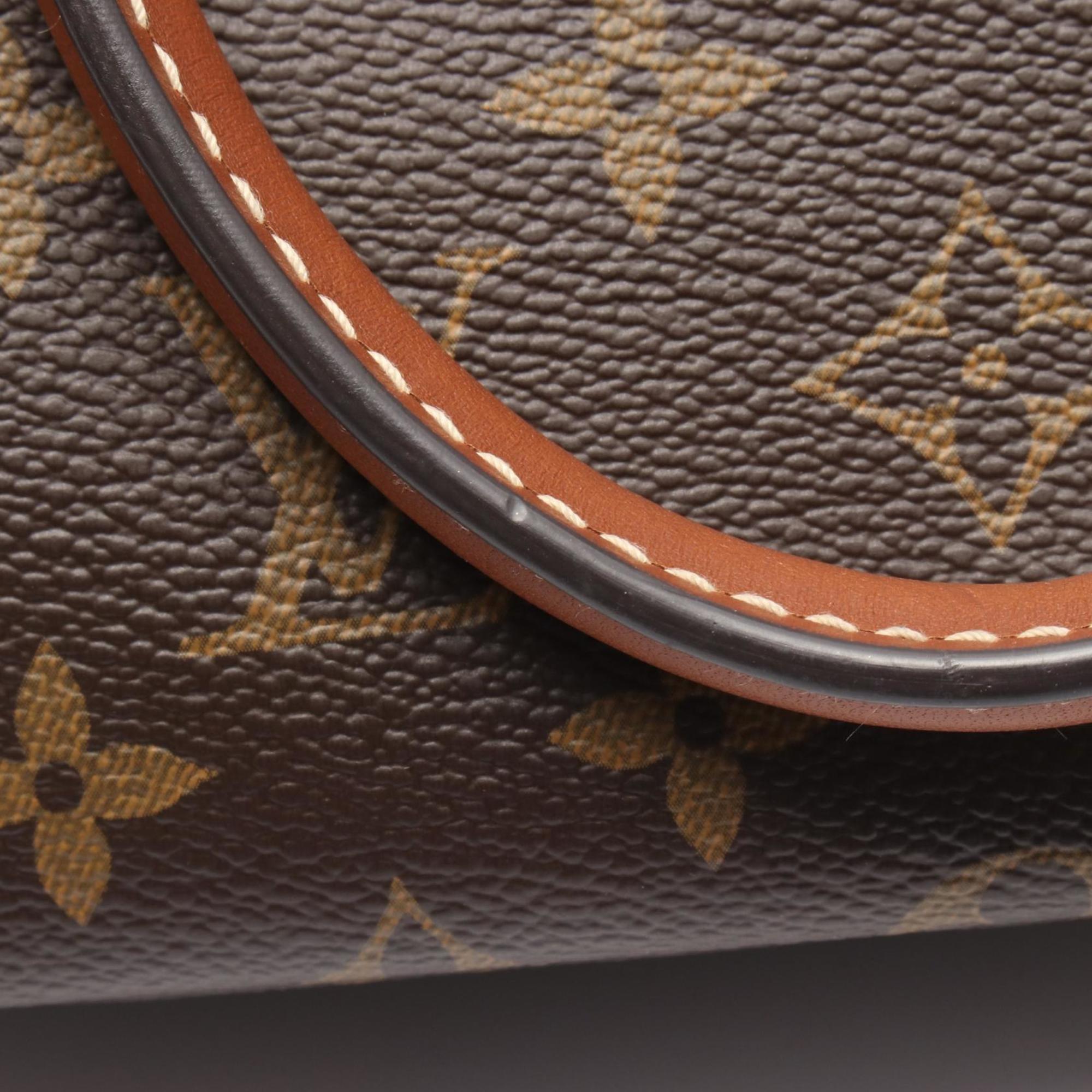 Louis Vuitton Black Brown Monogram Coated Canvas Leather Handbag