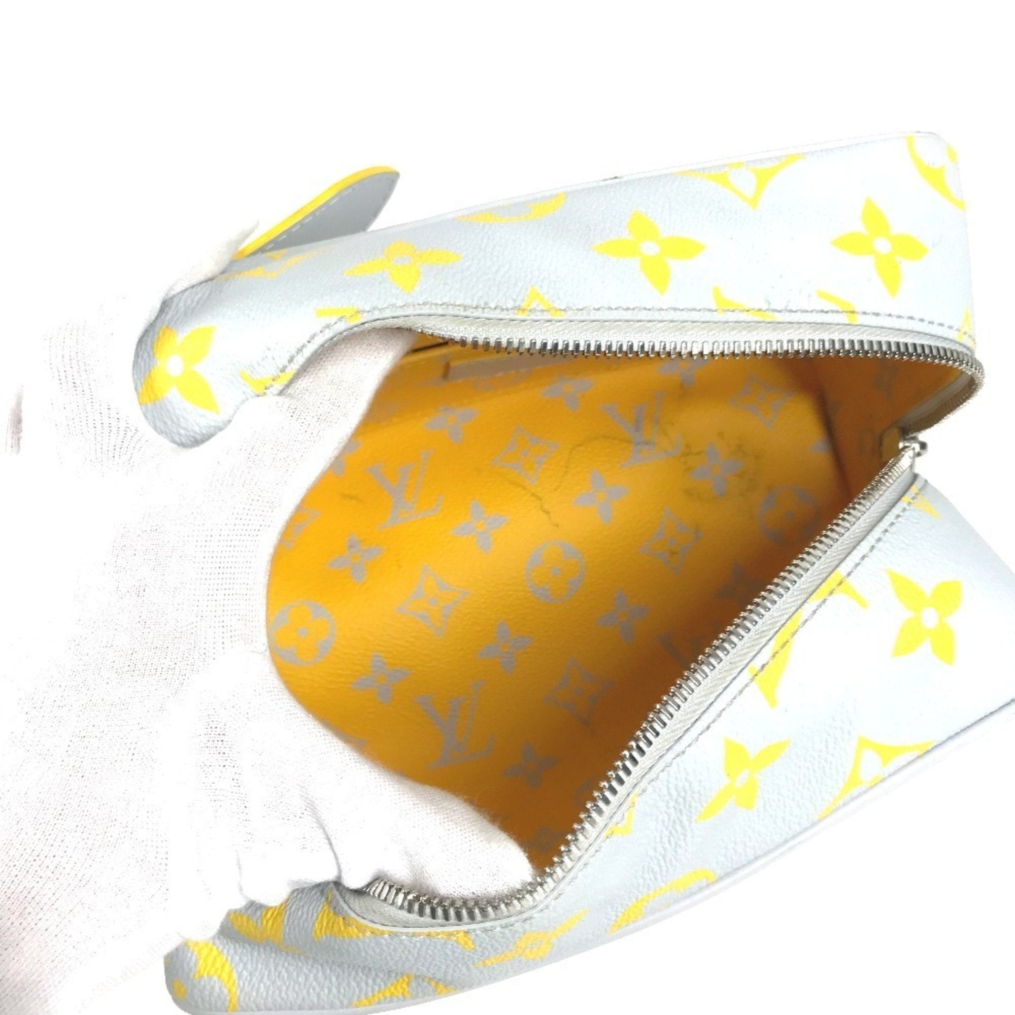 Louis Vuitton Gray Yellow Monogram Clutch Bag Pouch