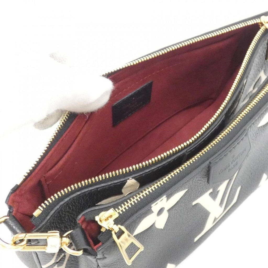 Louis Vuitton Beige Black Leather Pochette Pouch Shoulder Bag