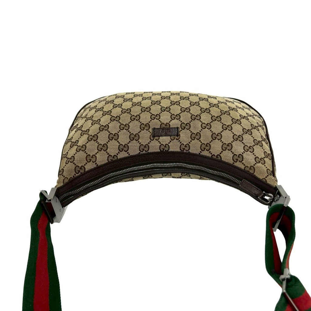 Gucci Brown Green Red Color Canvas Leather Pochette Shoulder Bag (Pre-Owned)