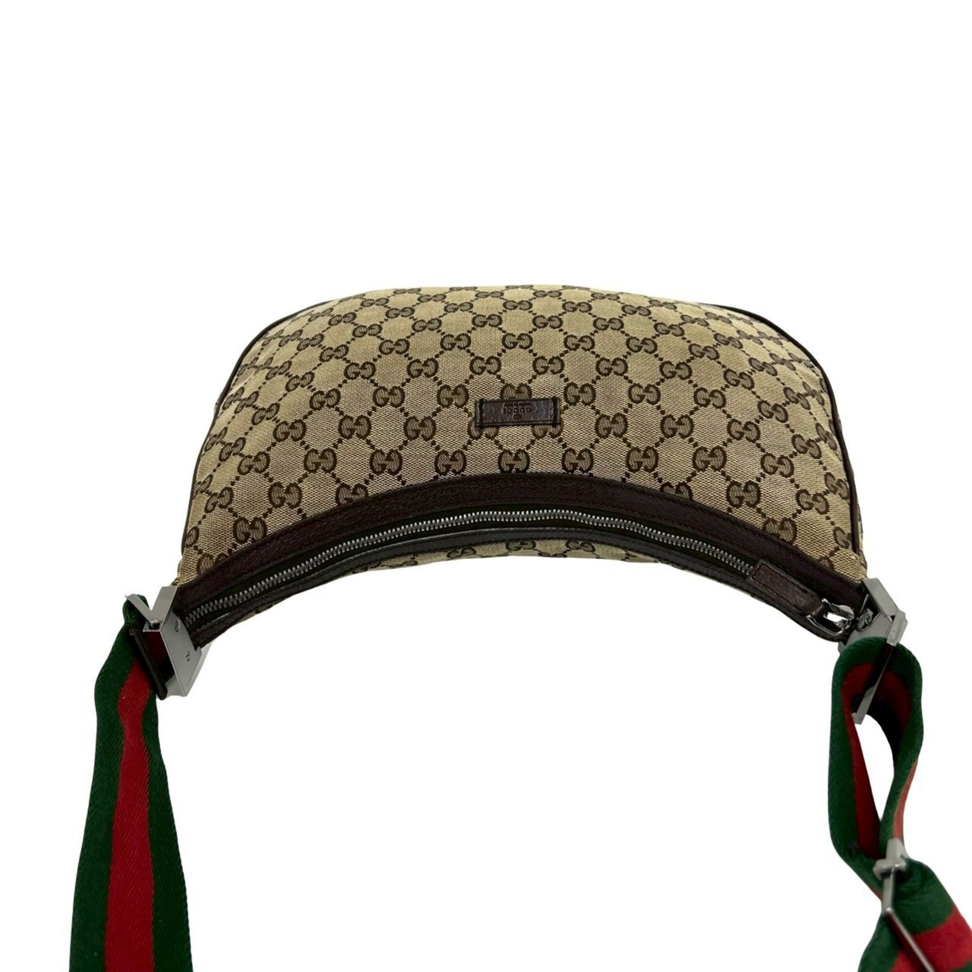 Gucci Brown Green Red Color Canvas Leather Pochette Shoulder Bag (Pre-Owned)