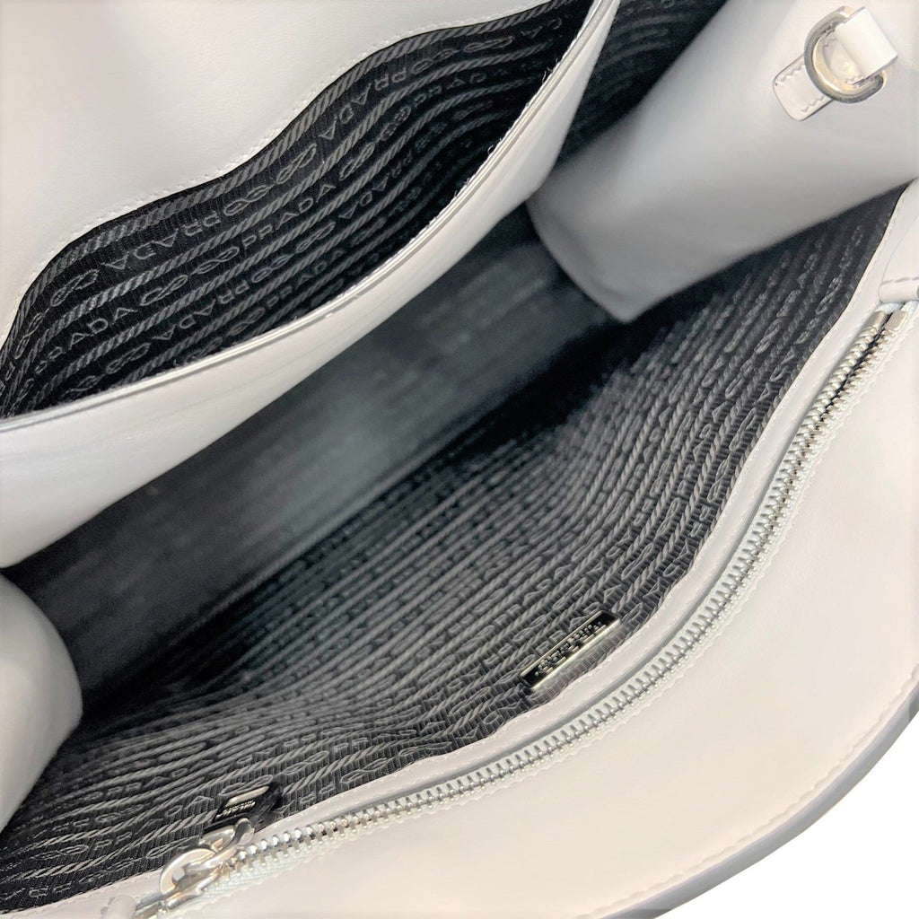 Prada Gray Leather Handbag Tote Bag
