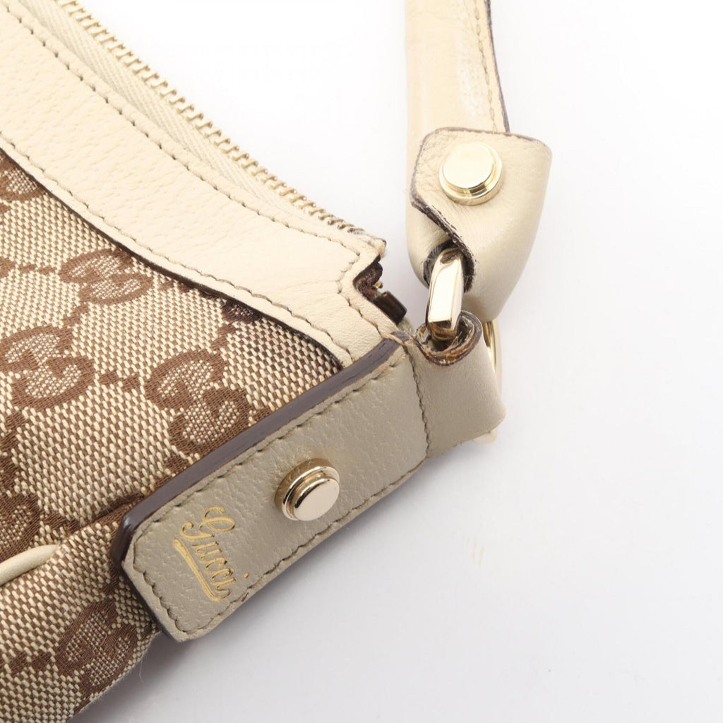 Gucci Beige Ivory Canvas Leather Handbag Shoulder Bag (Pre-Owned)