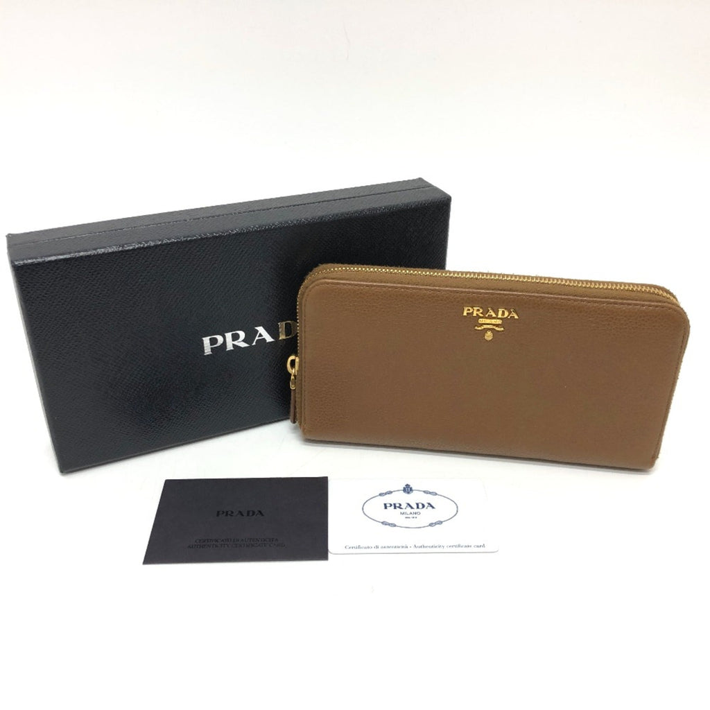 Prada Brown Leather Long Wallet (Bi-Fold)