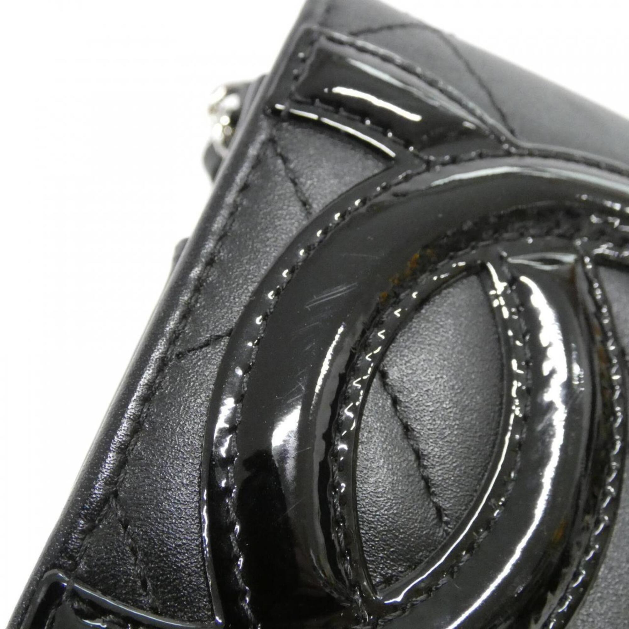 Chanel Cambon Black Leather Chain/Shoulder Wallet