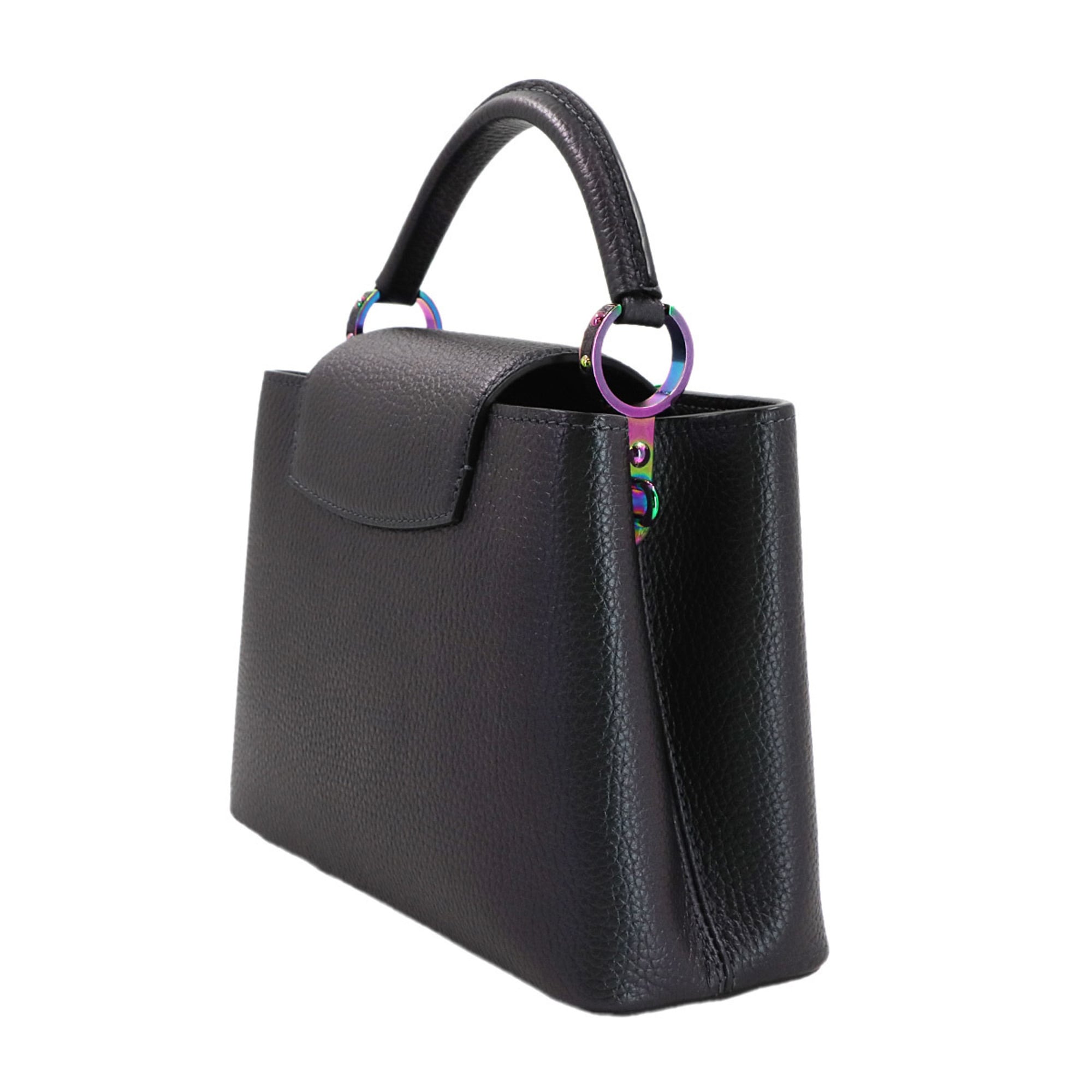Louis Vuitton Metallic Black Leather Handbag Shoulder Bag