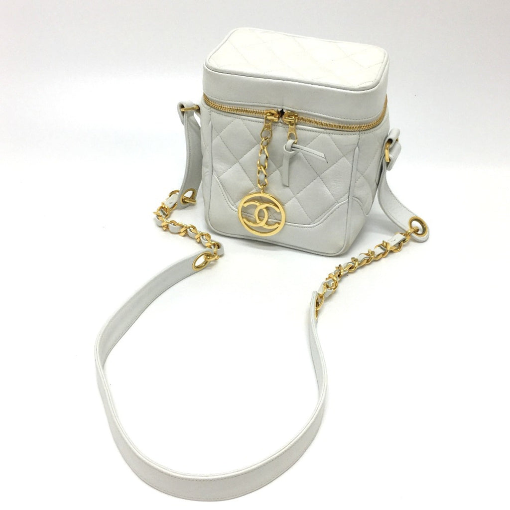 Chanel White Leather Shoulder Bag