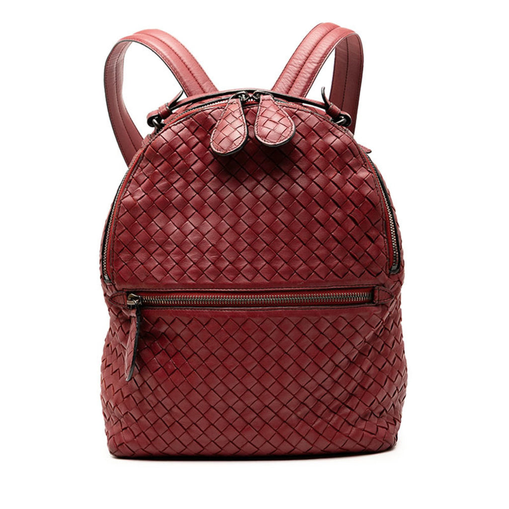 Bottega Veneta Red Color Wine Leather Backpack