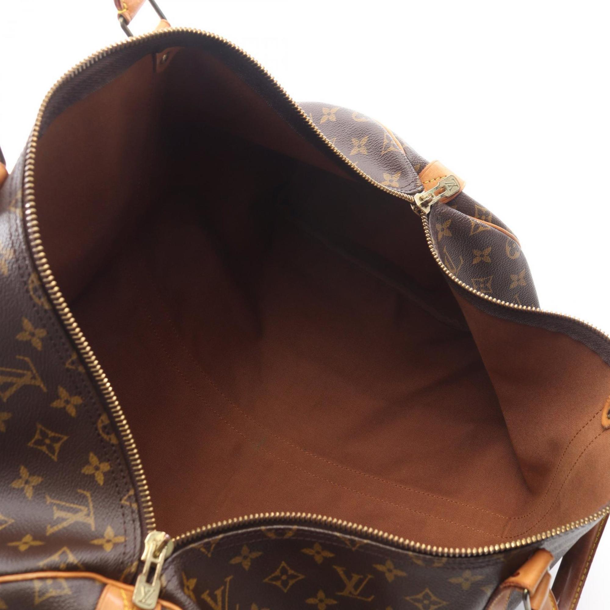 Louis Vuitton Brown Coated Canvas Leather Boston Bag Handbag