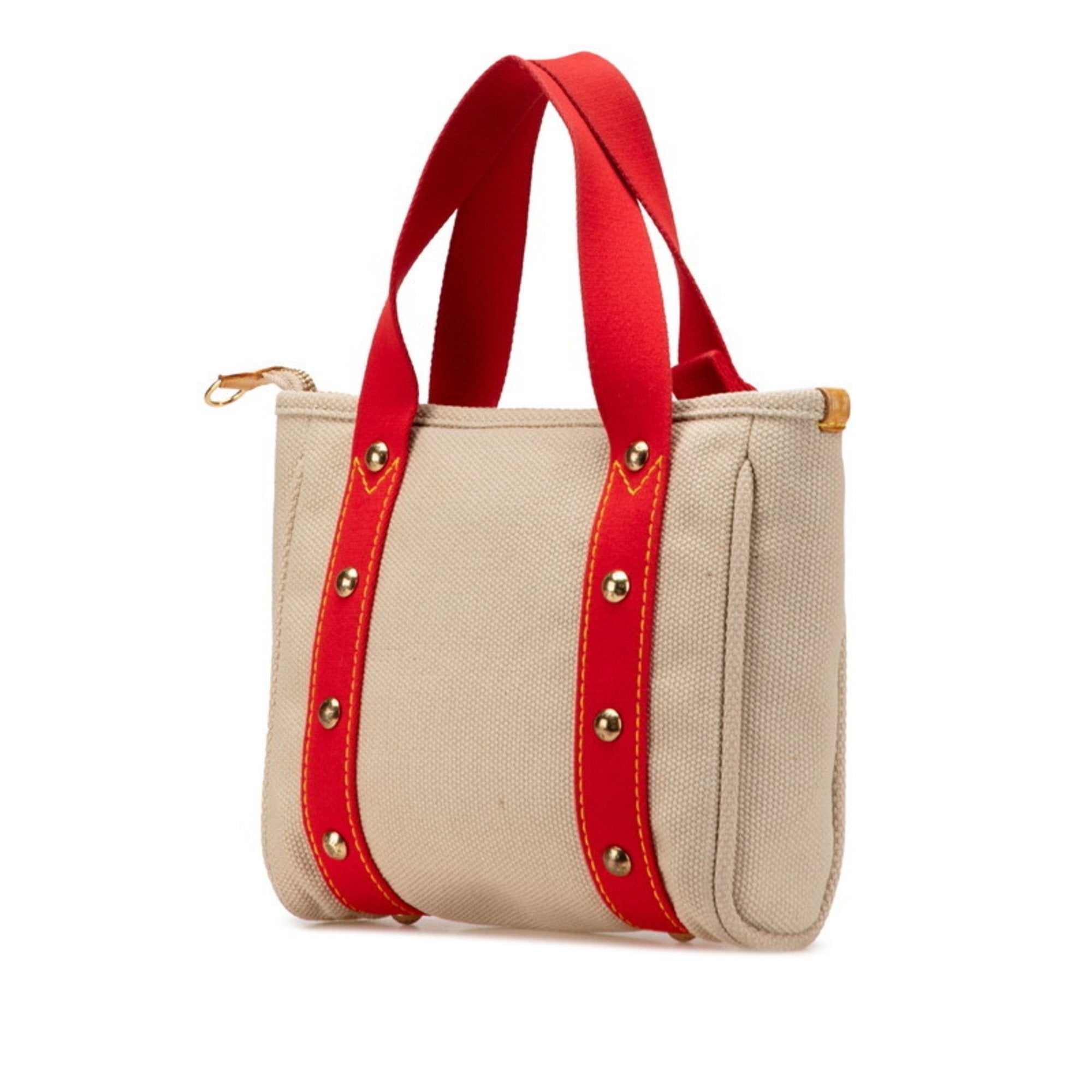 Louis Vuitton Antigua Beige Red Color Canvas Handbag