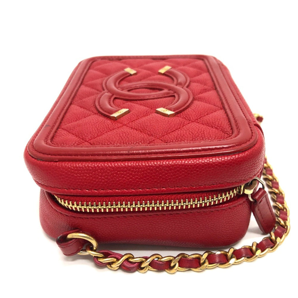 Chanel Red Leather Shoulder Bag