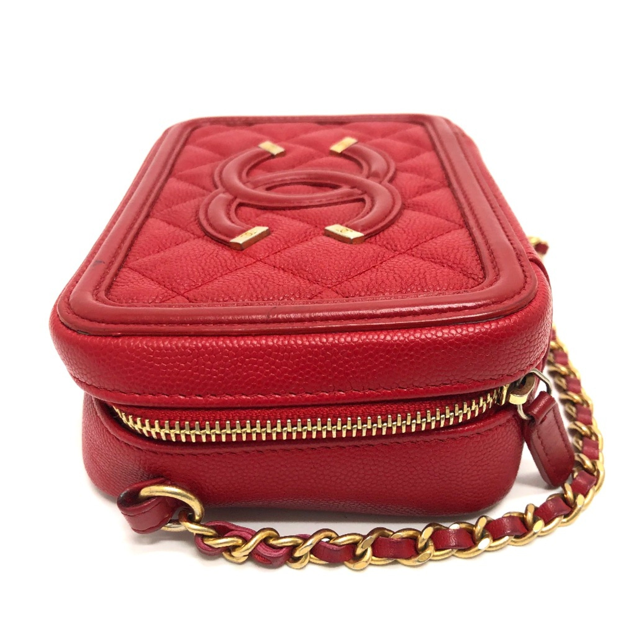 Chanel Red Leather Shoulder Bag