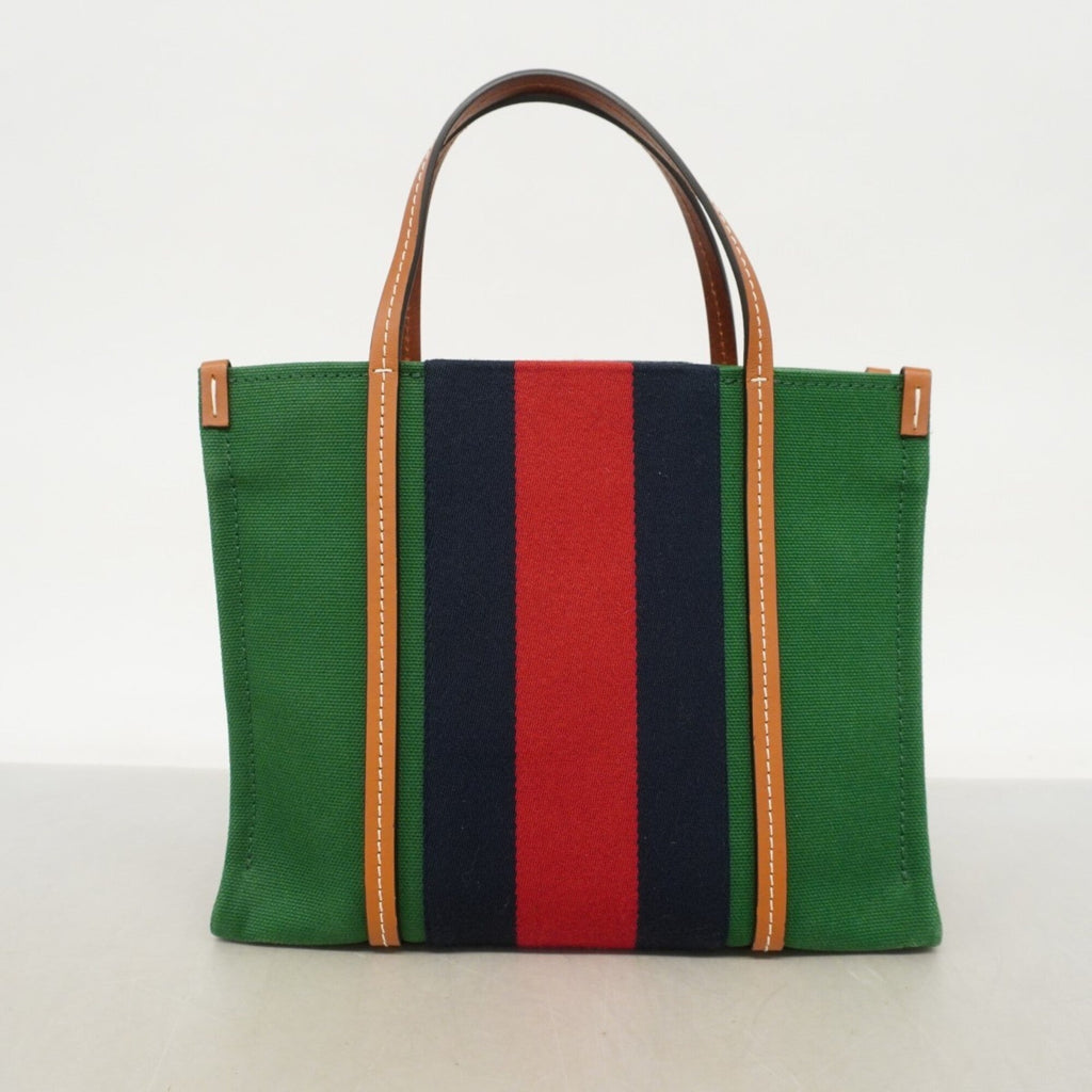 Gucci Brown Green Canvas Tote Bag (Pre-Owned)