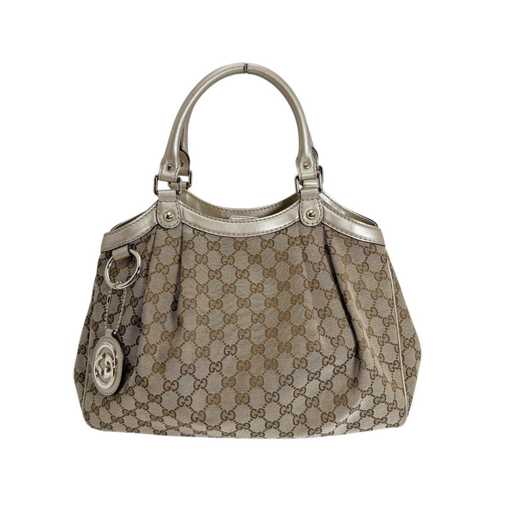 Gucci Gg Canvas Beige Gg Canvas Handbag Tote Bag (Pre-Owned)
