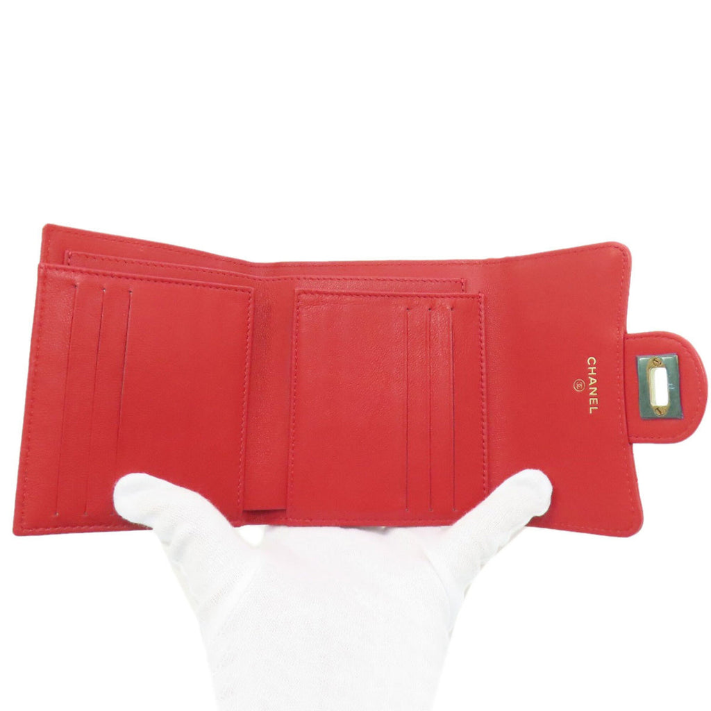 Chanel Red Color Leather Wallet (Bi-Fold)