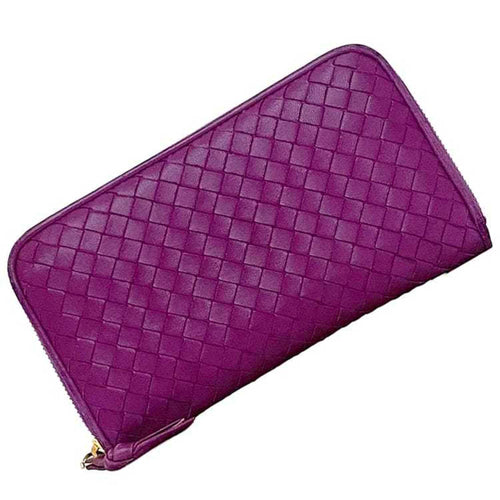 Bottega Veneta Purple Leather Long Wallet (Bi-Fold)