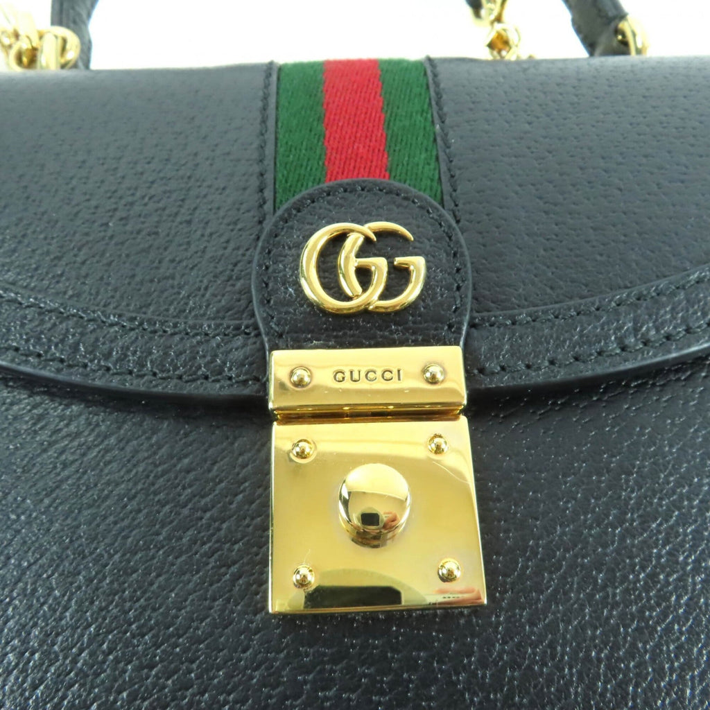 Gucci Black Leather Handbag Shoulder Bag (Pre-Owned)
