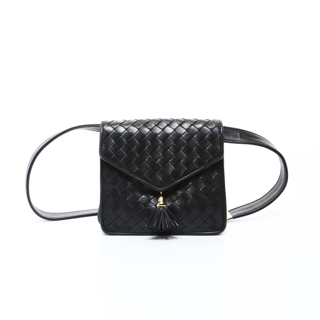 Bottega Veneta Intrecciato Black Leather Shoulder Bag