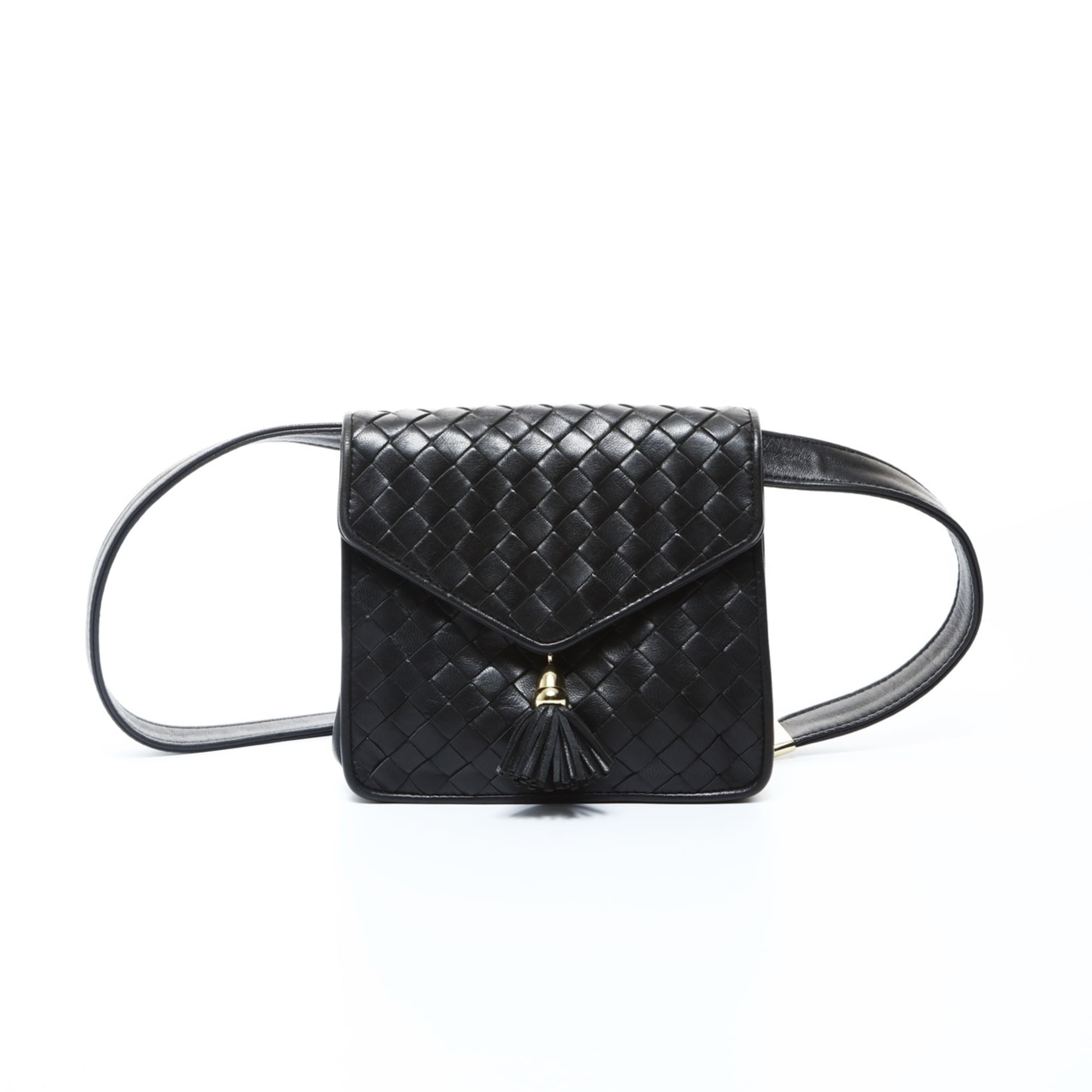 Bottega Veneta Intrecciato Black Leather Shoulder Bag