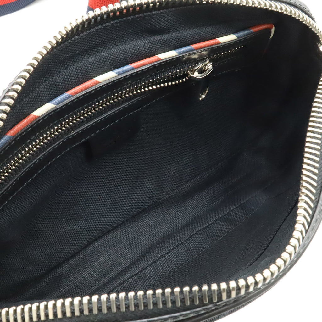 Gucci Black Dark Gray Multi-Color Navy Red Color Gg Supreme Leather Fanny Pack (Pre-Owned)