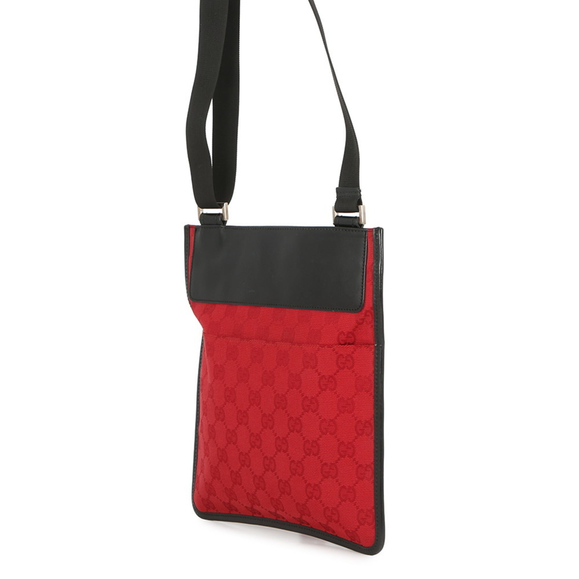 Gucci Black Red Color Gg Canvas Leather Handbag Shoulder Bag (Pre-Owned)