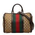 Gucci Beige Multi-Color Canvas Leather Boston Bag Shoulder Bag (Pre-Owned)