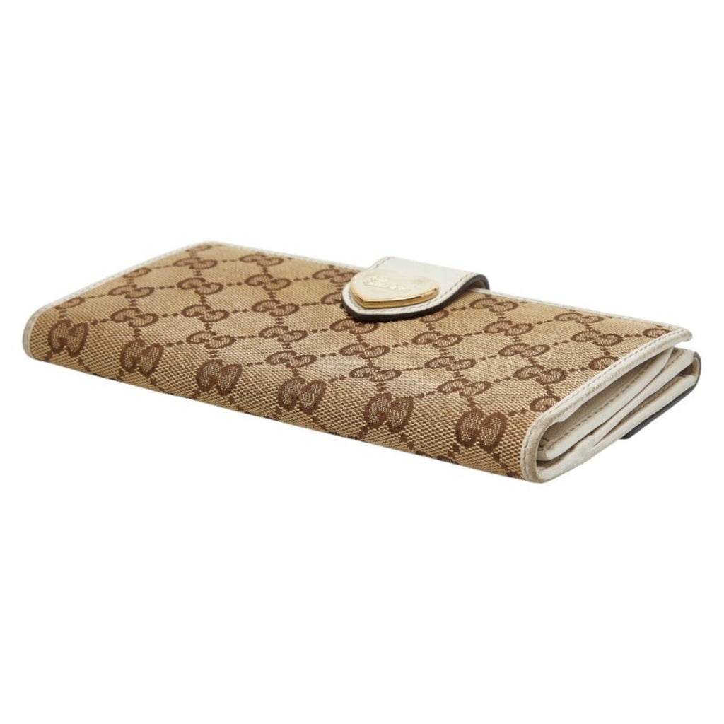 Gucci Beige White Canvas Leather Coin Purse/Coin Case (Pre-Owned)