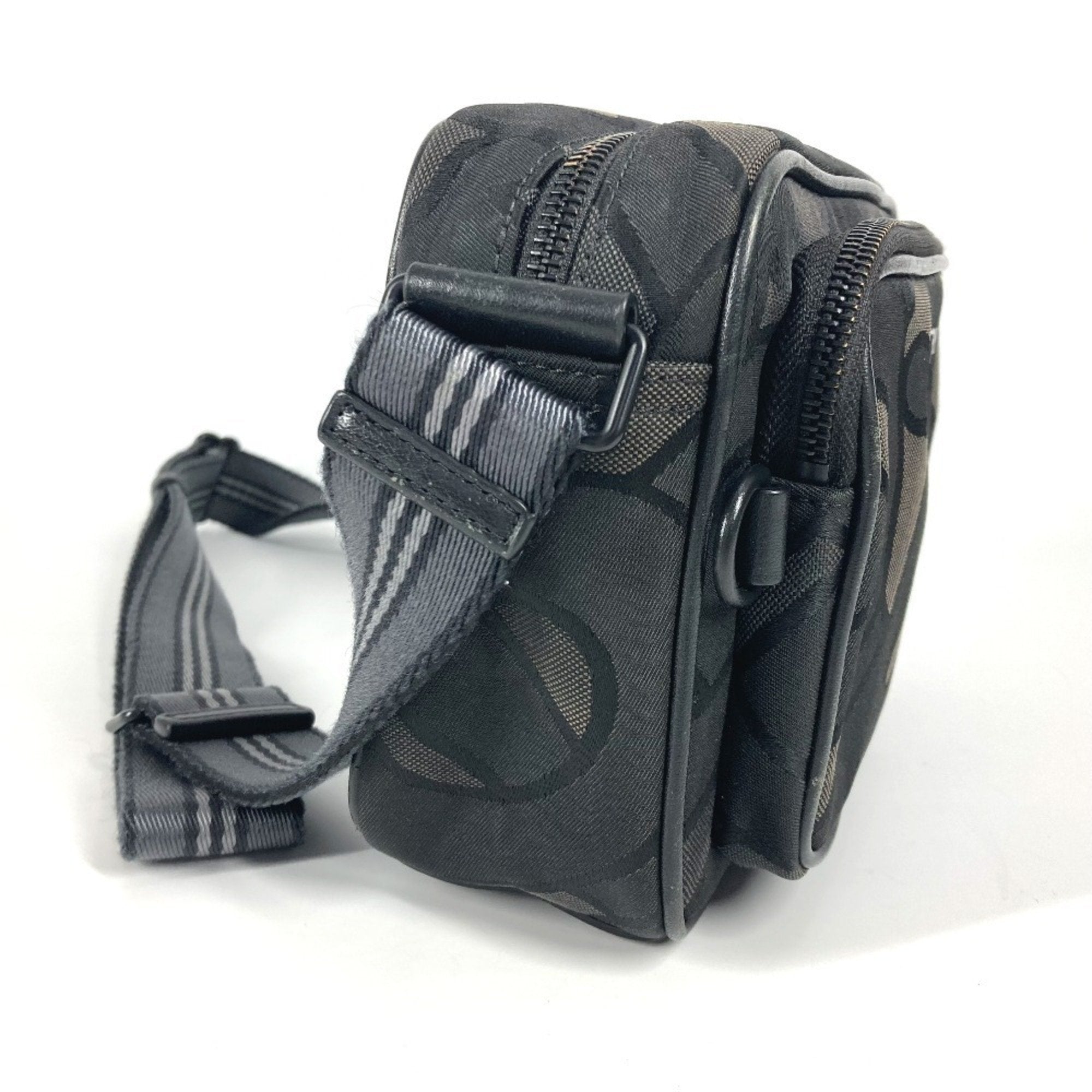 Burberry Black Gray Nylon Canvas Pochette Shoulder Bag