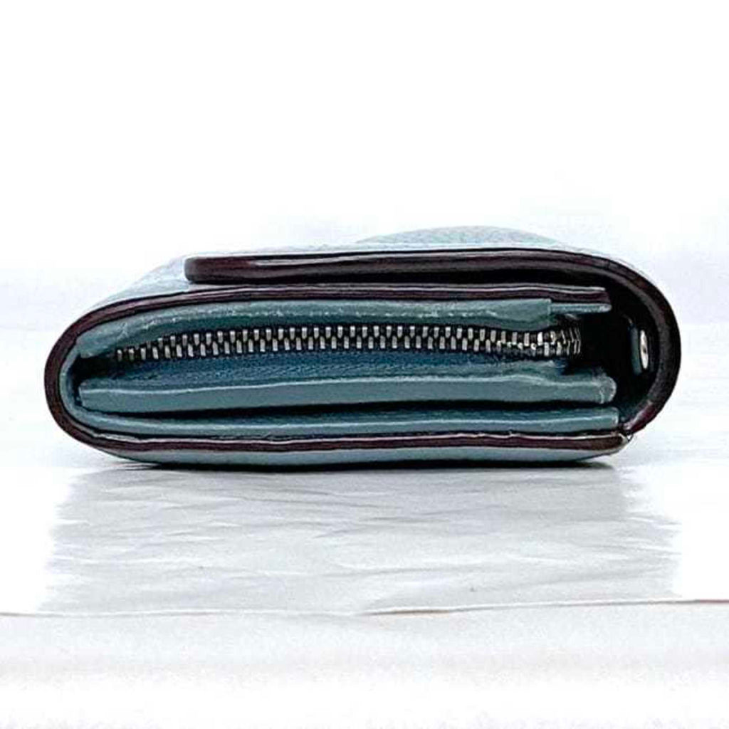 Christian Dior Light Blue Leather Long Wallet (Bi-Fold) (Pre-Owned)