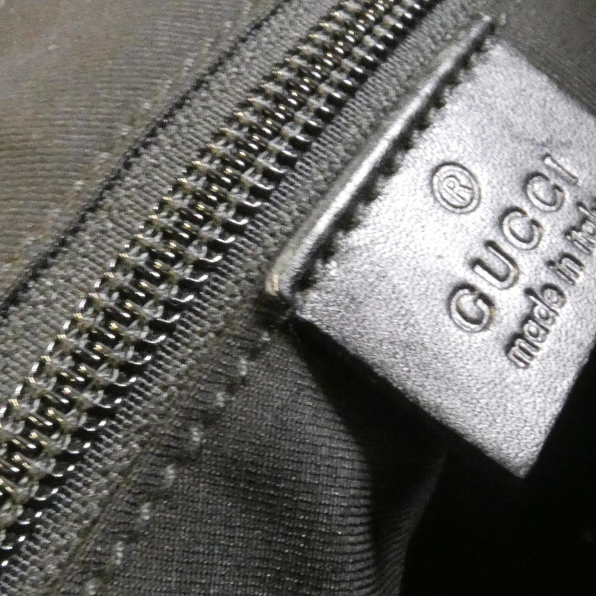 Gucci Gg Canvas Black Gg Canvas Leather Shoulder Bag (Pre-Owned)
