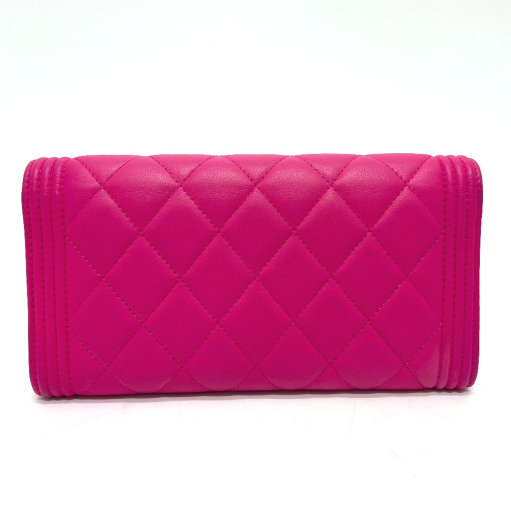 Chanel Pink Leather Long Wallet (Bi-Fold)