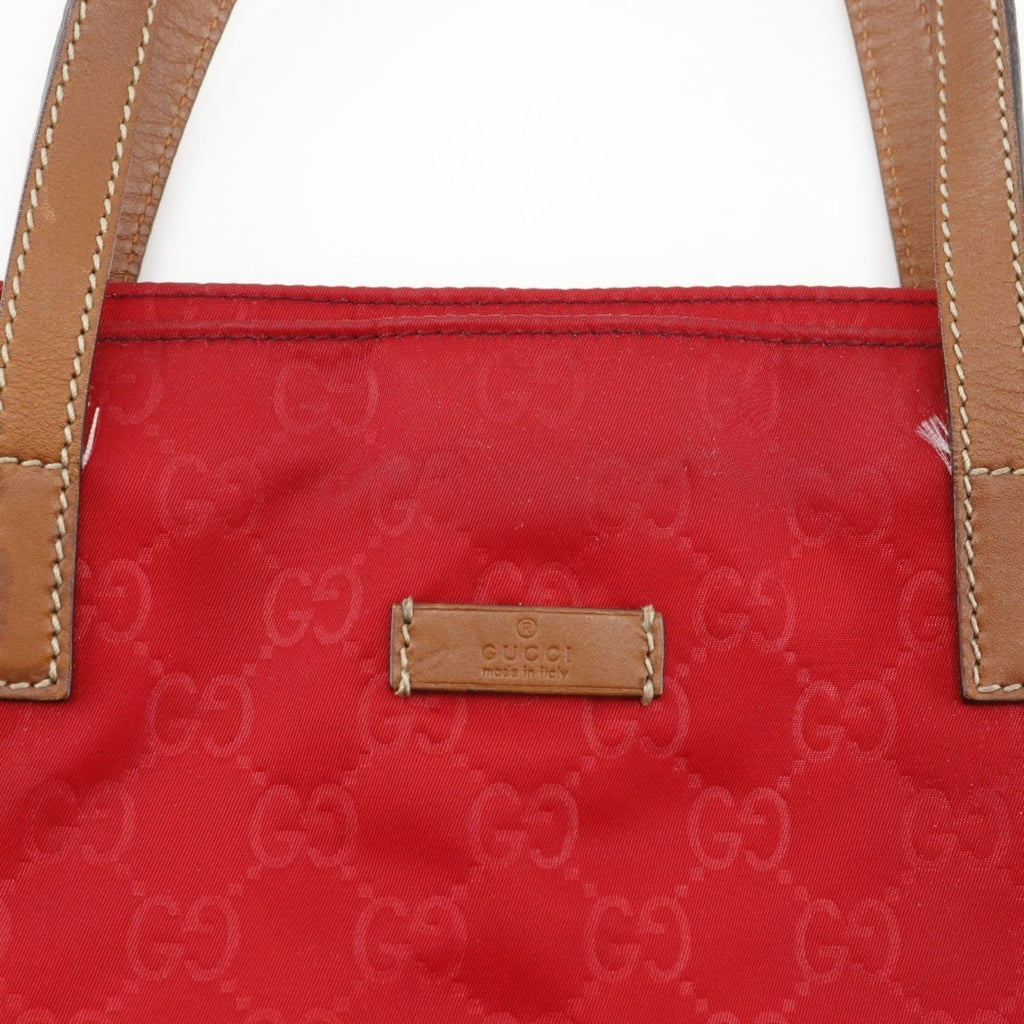 Gucci Red Color Nylon Boston Bag Handbag (Pre-Owned)