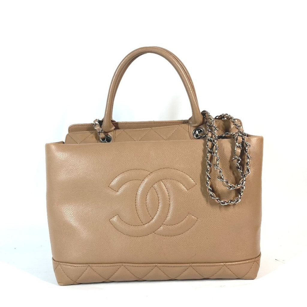 Chanel Beige Grained Calfskin Shoulder Bag Tote Bag
