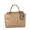 Chanel Beige Grained Calfskin Shoulder Bag Tote Bag